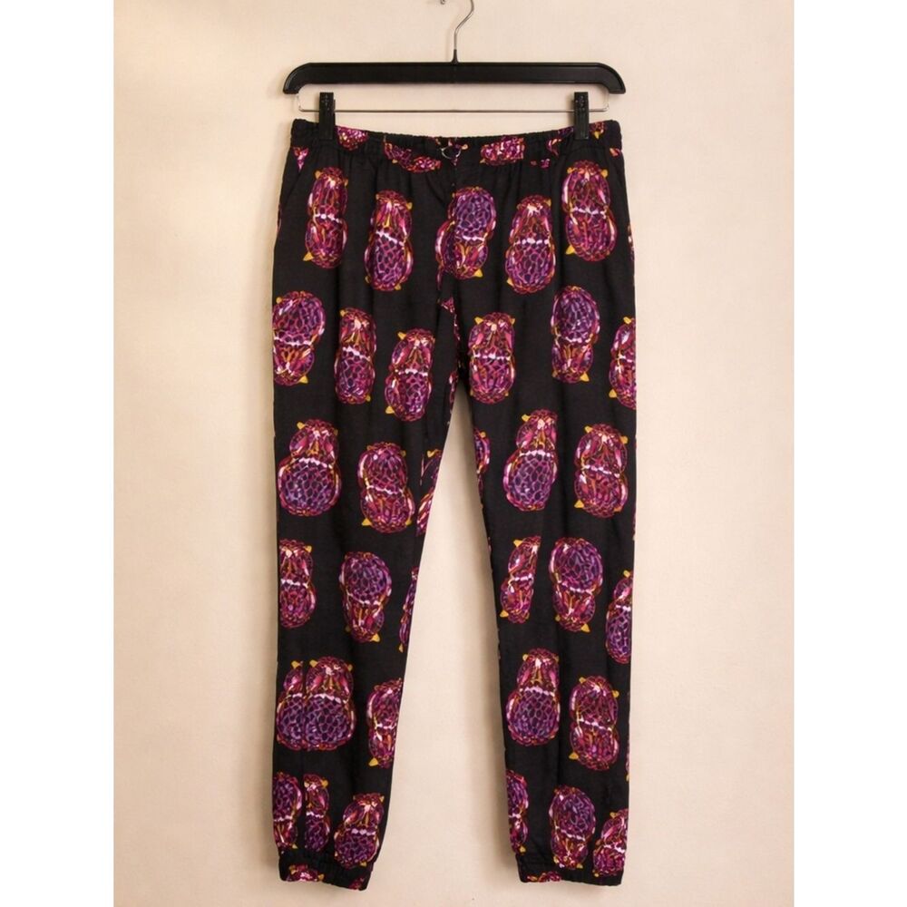 Black Joggers with Vibrant Pink & Purple Orb Print